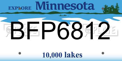 BFP6812 Minnesota License Plate
