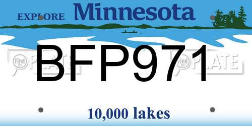 BFP971 Minnesota License Plate