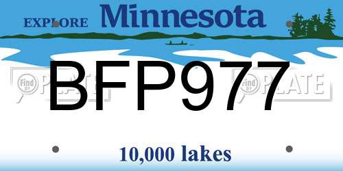 BFP977 Minnesota License Plate