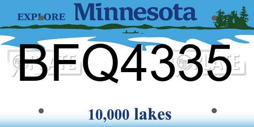 BFQ4335 Minnesota License Plate