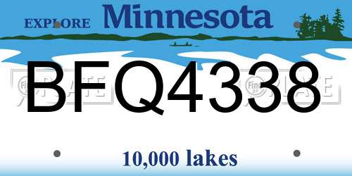 BFQ4338 Minnesota License Plate