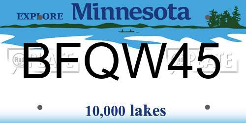 BFQW45 Minnesota License Plate