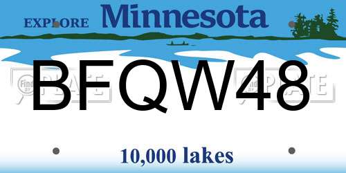 BFQW48 Minnesota License Plate