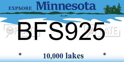 BFS925 Minnesota License Plate