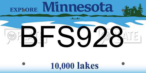 BFS928 Minnesota License Plate