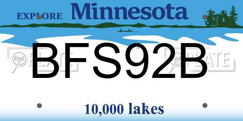 BFS92B Minnesota License Plate