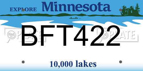 BFT422 Minnesota License Plate