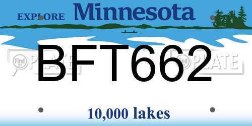 BFT662 Minnesota License Plate