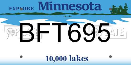 BFT695 Minnesota License Plate