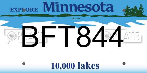 BFT844 Minnesota License Plate