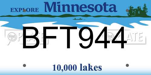 BFT944 Minnesota License Plate