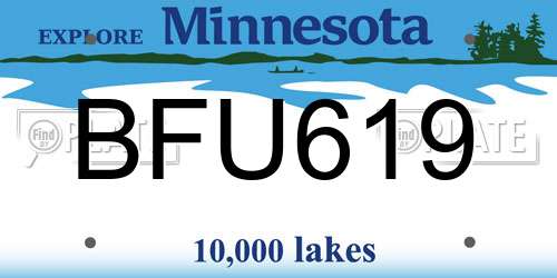 BFU619 Minnesota License Plate