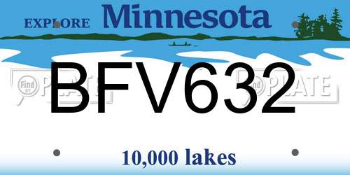 BFV632 Minnesota License Plate