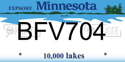BFV704 Minnesota License Plate