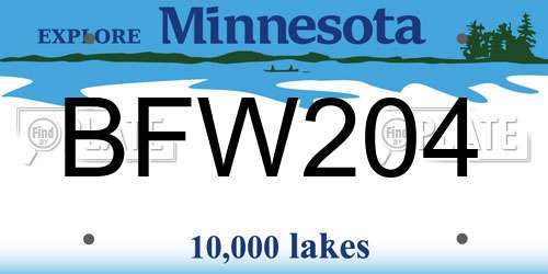 BFW204 Minnesota License Plate