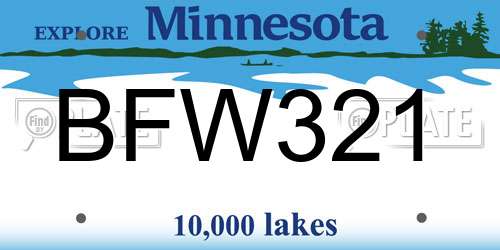 BFW321 Minnesota License Plate