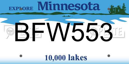 BFW553 Minnesota License Plate