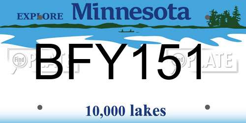 BFY151 Minnesota License Plate