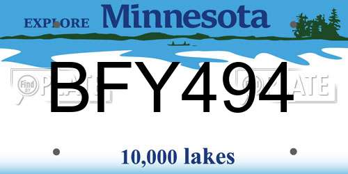 BFY494 Minnesota License Plate
