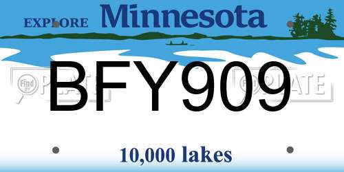 BFY909 Minnesota License Plate