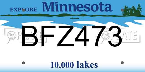 BFZ473 Minnesota License Plate
