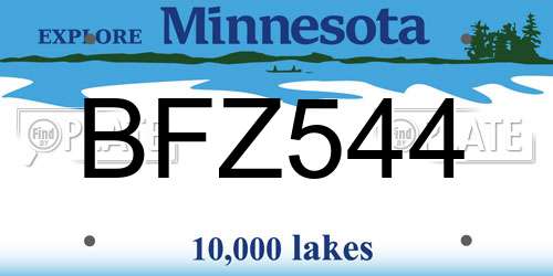BFZ544 Minnesota License Plate