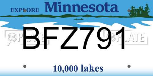 BFZ791 Minnesota License Plate