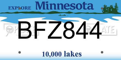 BFZ844 Minnesota License Plate