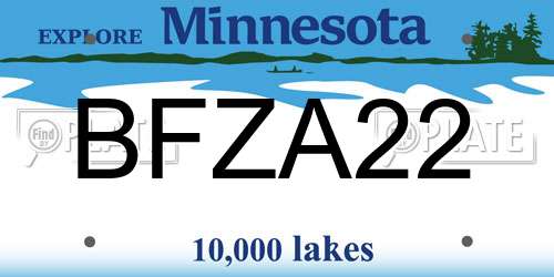 BFZA22 Minnesota License Plate