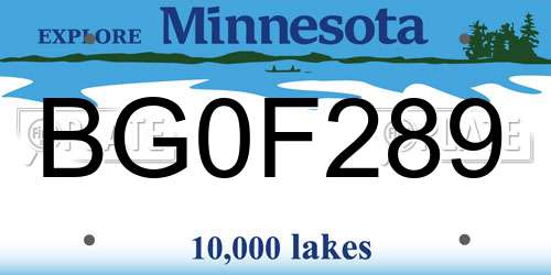BG0F289 Minnesota License Plate