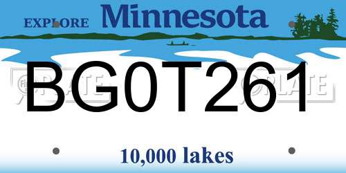 BG0T261 Minnesota License Plate