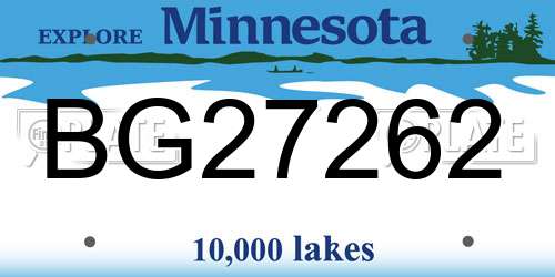BG27262 Minnesota License Plate