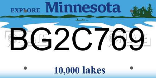 BG2C769 Minnesota License Plate