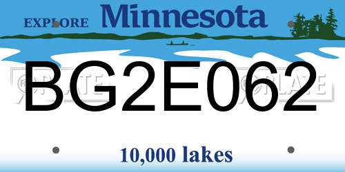 BG2E062 Minnesota License Plate