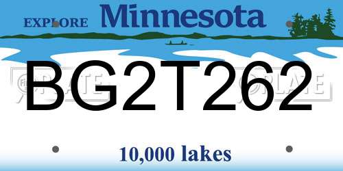 BG2T262 Minnesota License Plate