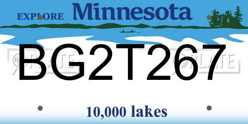BG2T267 Minnesota License Plate