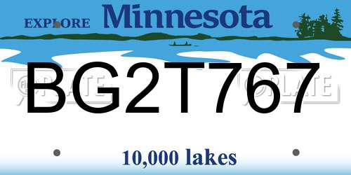 BG2T767 Minnesota License Plate