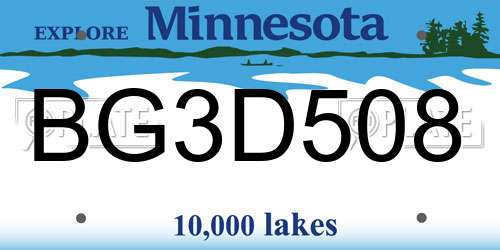 BG3D508 Minnesota License Plate
