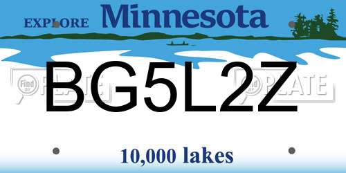 BG5L2Z Minnesota License Plate