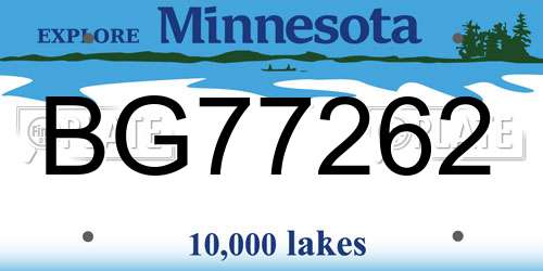BG77262 Minnesota License Plate