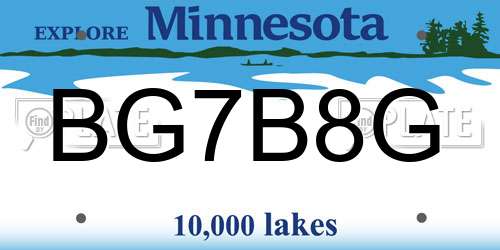 BG7B8G Minnesota License Plate