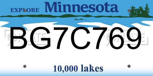 BG7C769 Minnesota License Plate