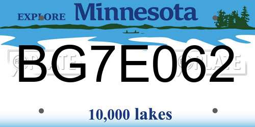 BG7E062 Minnesota License Plate