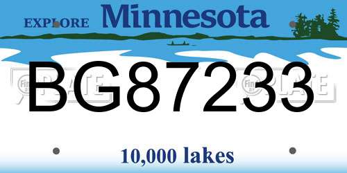 BG87233 Minnesota License Plate