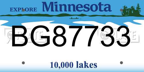 BG87733 Minnesota License Plate