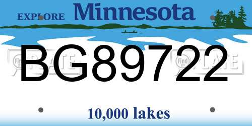 BG89722 Minnesota License Plate