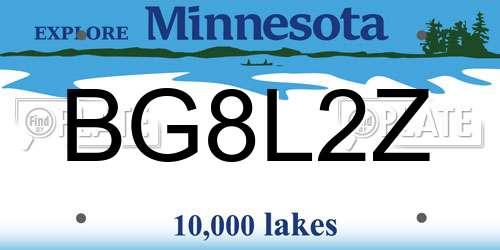 BG8L2Z Minnesota License Plate