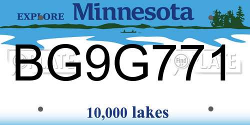 BG9G771 Minnesota License Plate