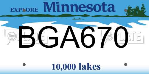 BGA670 Minnesota License Plate