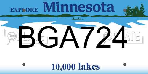BGA724 Minnesota License Plate